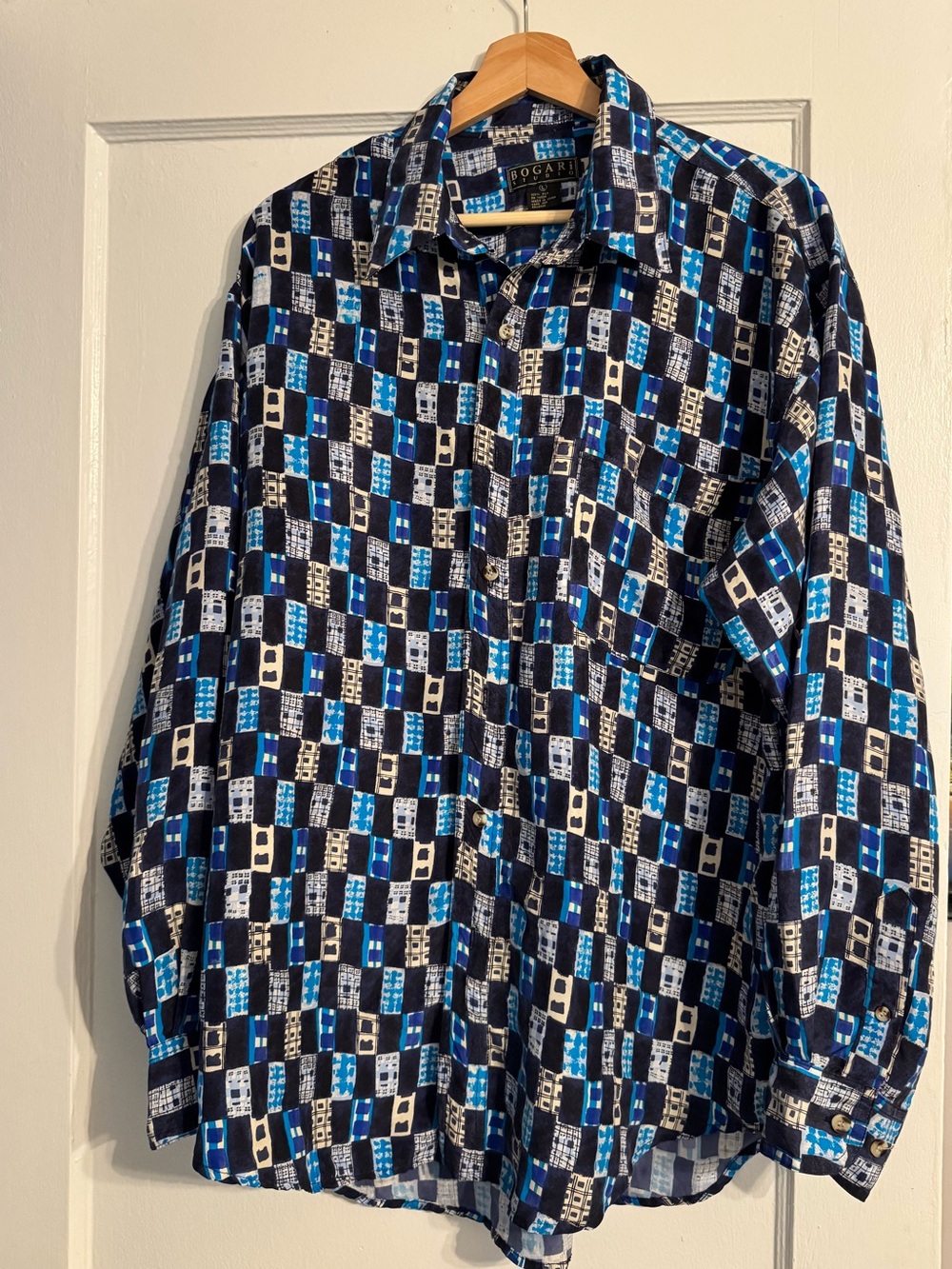 Vintage 100% Silk Men's Button-Down Pocket 90s 80s